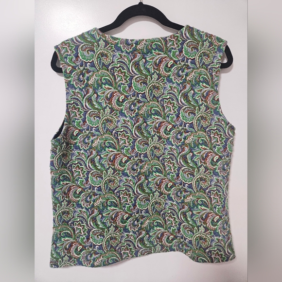Anthropologie Sleeveless Paisley Top Blouse Preppy Green Size XL - Picture 6 of 14